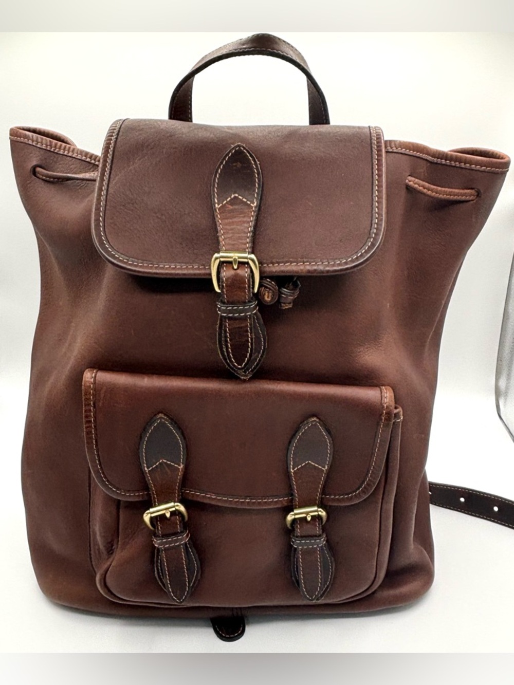 Cole Haan Premium Brown Leather Backpack | Soft Leather with Brass Hardware